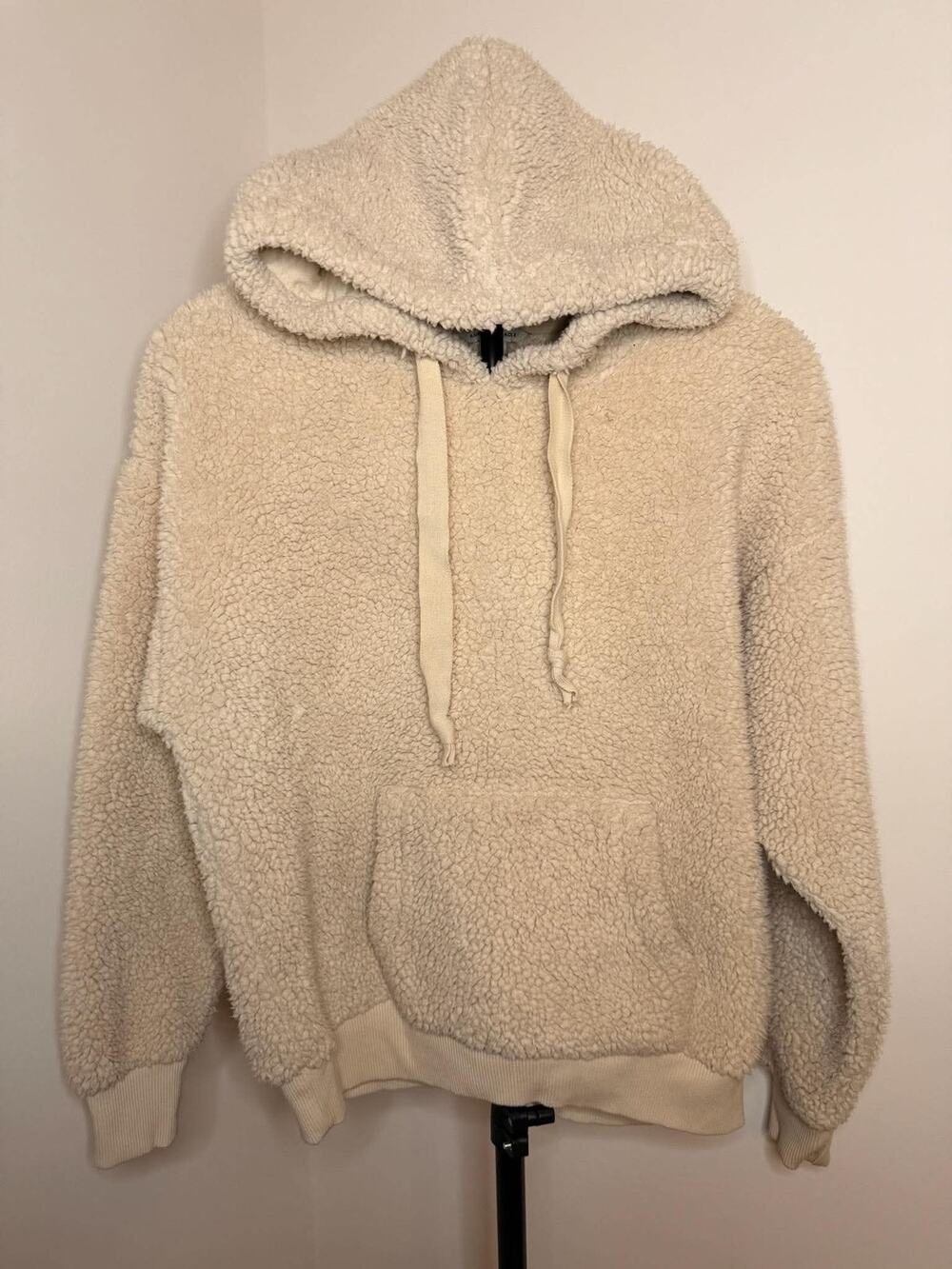 American Eagle Cream Sherpa Teddy Fleece Pullover Hoodie Women’s Medium
